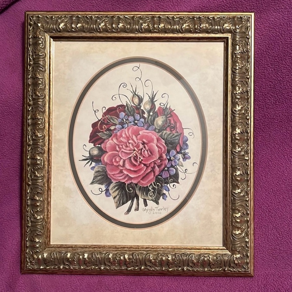 2 Glynda Turley Floral Art in Ornate Gold Frame
